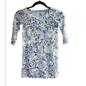 Lilly Pulitzer Girls Tee Dress Blue Floral medium 6-7